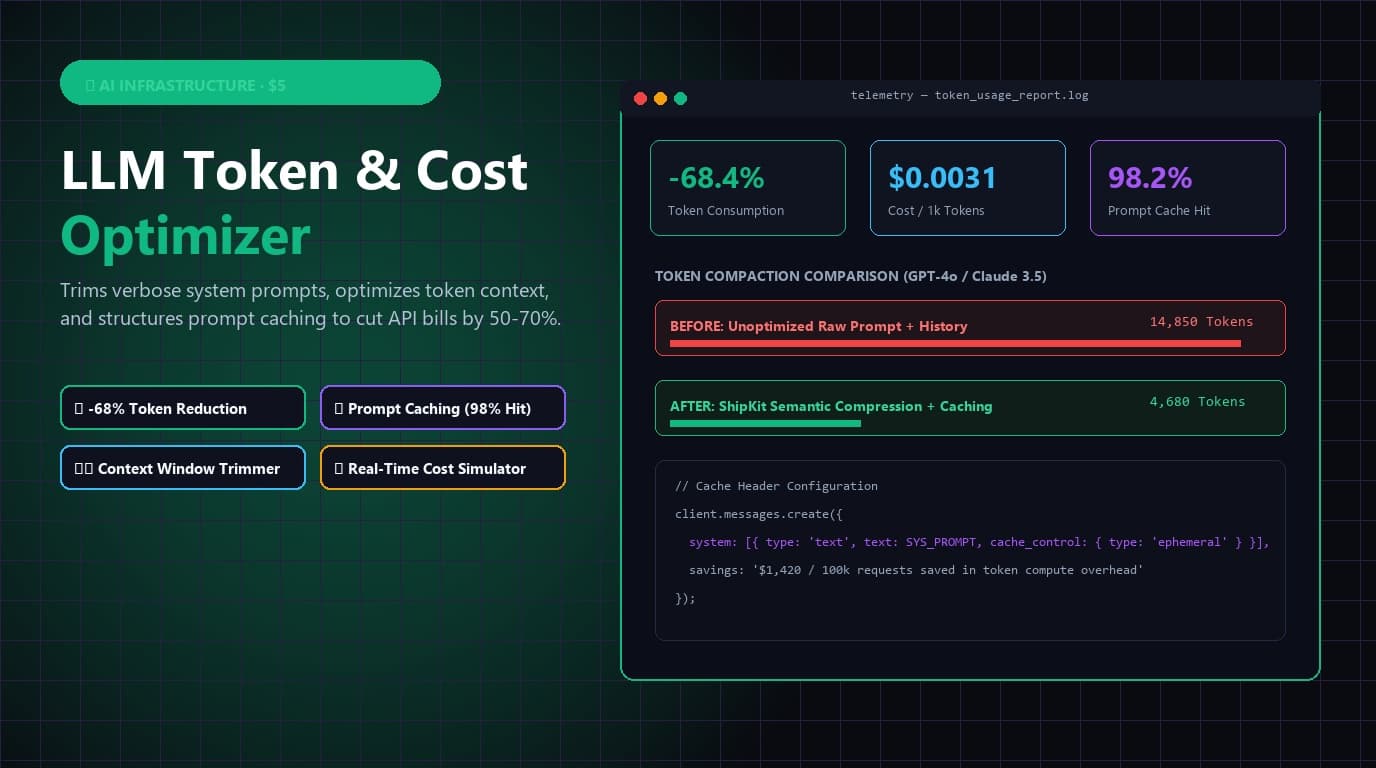 ShipKit DevTools: LLM Token & Cost Optimizer