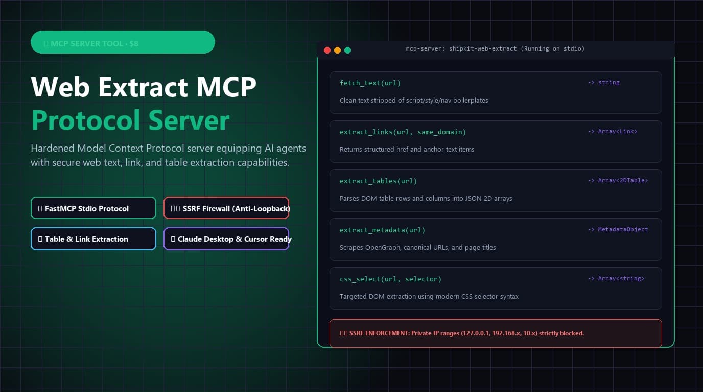 ShipKit DevTools: Web Extract MCP